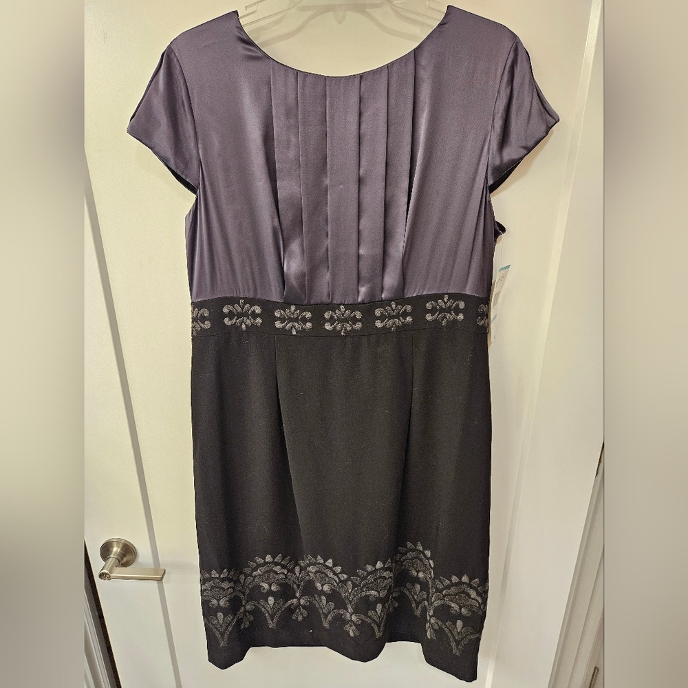 NWT - Silk Jones New York Poly Rayon Stretch "Black/Pewter" Dress - Size 16
